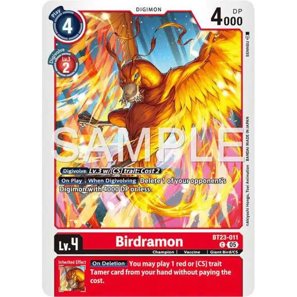 Digimon Trading Card Game Hackers' Slumber Common Birdramon BT23-011