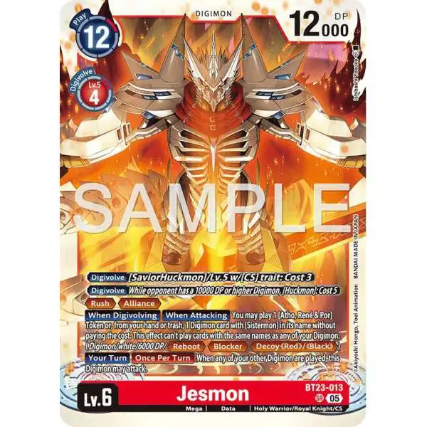 Digimon Trading Card Game Hackers' Slumber Super Rare Jesmon BT23-013
