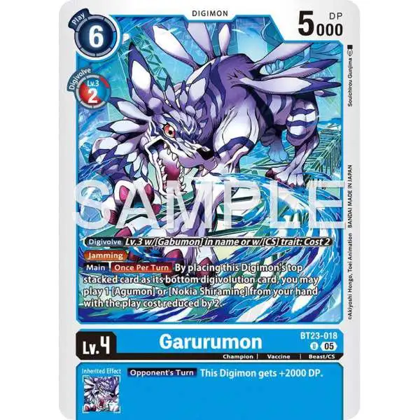 Digimon Trading Card Game Hackers' Slumber Uncommon Garurumon BT23-018