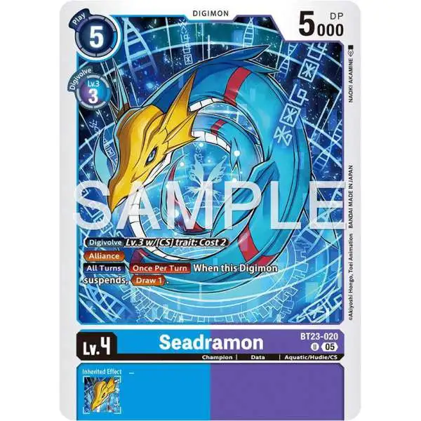 Digimon Trading Card Game Hackers' Slumber Uncommon Seadramon BT23-020