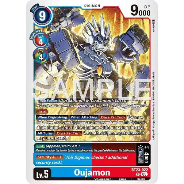 Digimon Trading Card Game Hackers' Slumber Rare Oujamon BT23-022