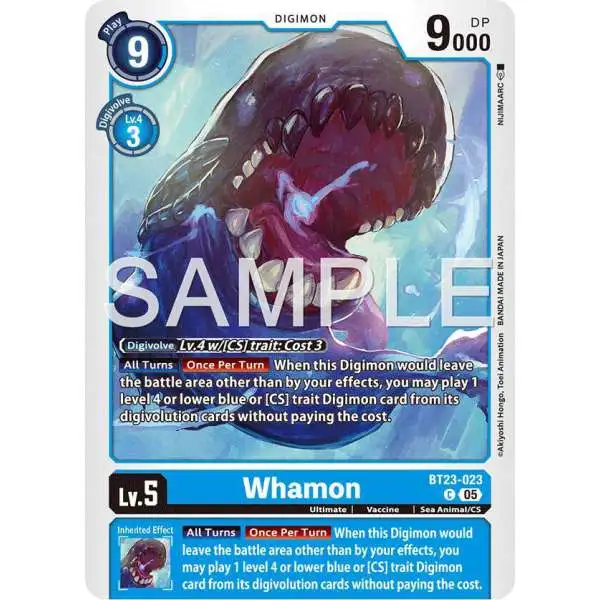 Digimon Trading Card Game Hackers' Slumber Common Whamon BT23-023