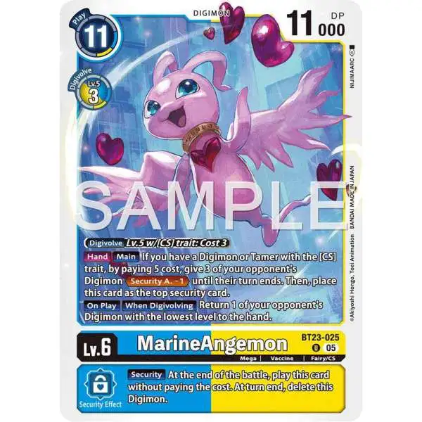Digimon Trading Card Game Hackers' Slumber Uncommon Marine Angemon BT23-025