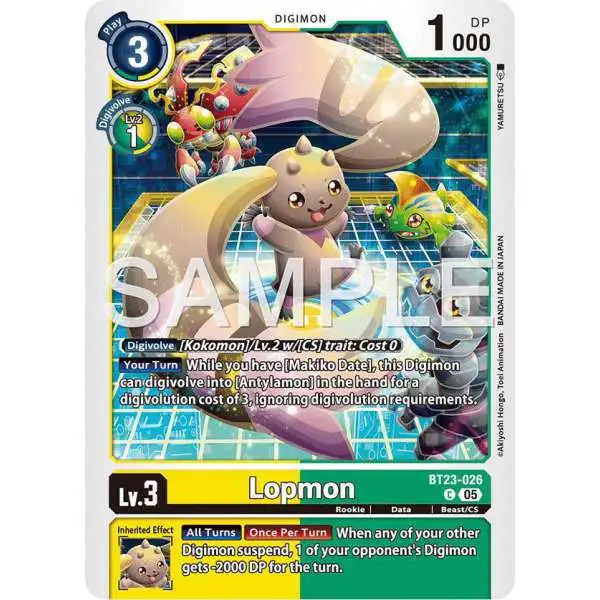Digimon Trading Card Game Hackers' Slumber Common Lopmon BT23-026
