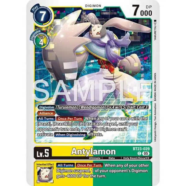Digimon Trading Card Game Hackers' Slumber Common Antylamon BT23-029