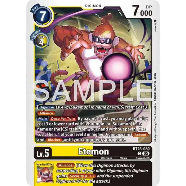 Digimon Trading Card Game Hackers' Slumber Common Etemon BT23-030