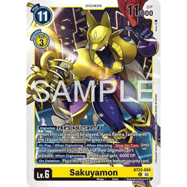Digimon Trading Card Game Hackers' Slumber Uncommon Sakuyamon BT23-034