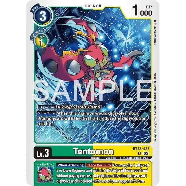 Digimon Trading Card Game Hackers' Slumber Uncommon Tentomon BT23-037