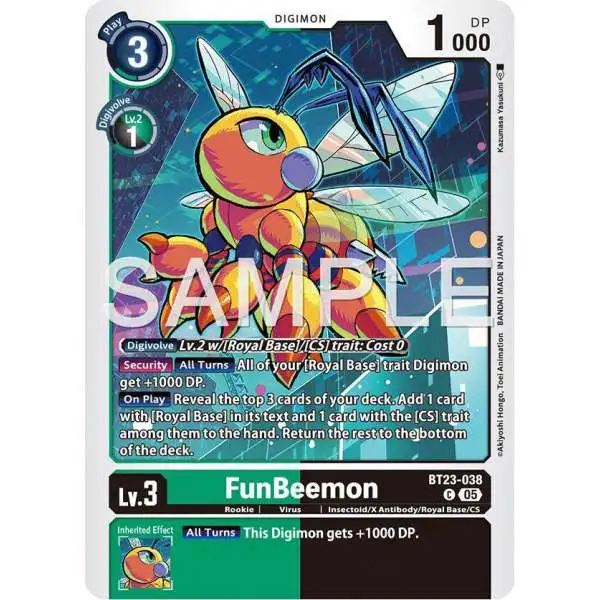 Digimon Trading Card Game Hackers' Slumber Common FunBeemon - BT19-045 BT23-038