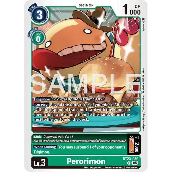 Digimon Trading Card Game Hackers' Slumber Common Perorimon BT23-039