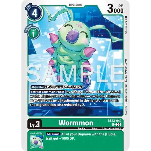 Digimon Trading Card Game Hackers' Slumber Common Wormmon BT23-040