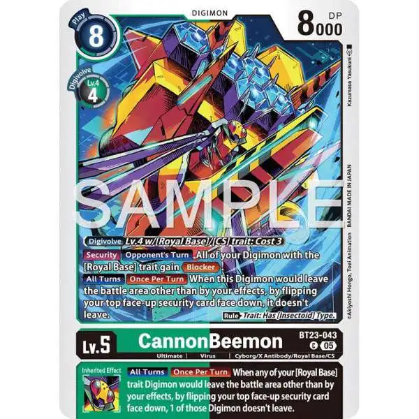Digimon Trading Card Game Hackers' Slumber Common CannonBeemon BT23-043