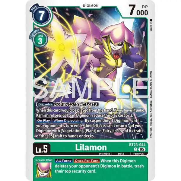 Digimon Trading Card Game Hackers' Slumber Common Lilamon BT23-044