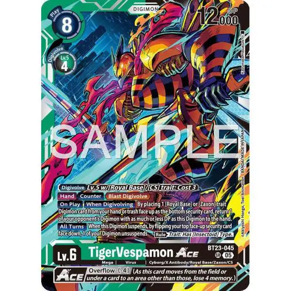 Digimon Trading Card Game Hackers' Slumber Super Rare TigerVespamon ACE BT23-045