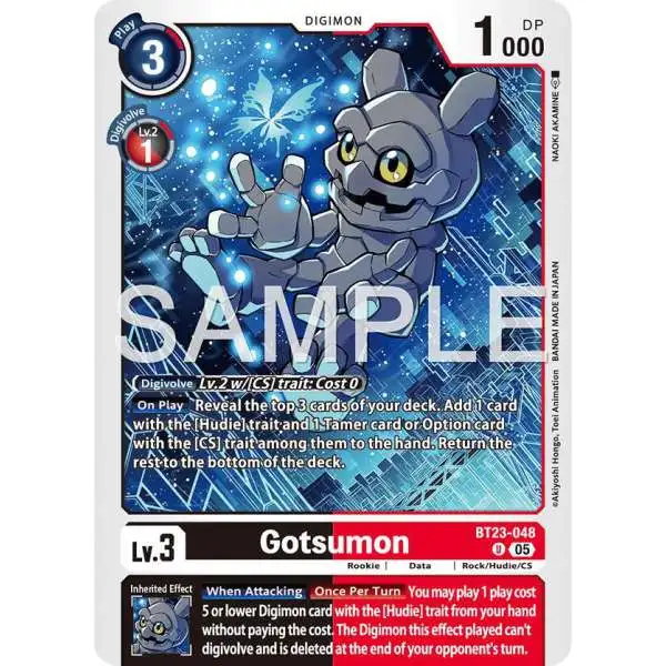 Digimon Trading Card Game Hackers' Slumber Uncommon Gotsumon BT23-048
