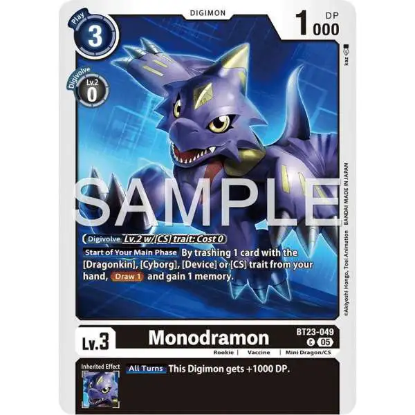 Digimon Trading Card Game Hackers' Slumber Common Monochromon BT23-049
