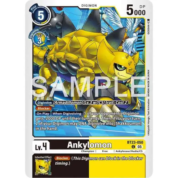 Digimon Trading Card Game Hackers' Slumber Common Ankylomon BT23-050