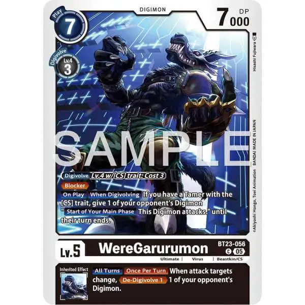 Digimon Trading Card Game Hackers' Slumber Common WereGarurumon BT23-056