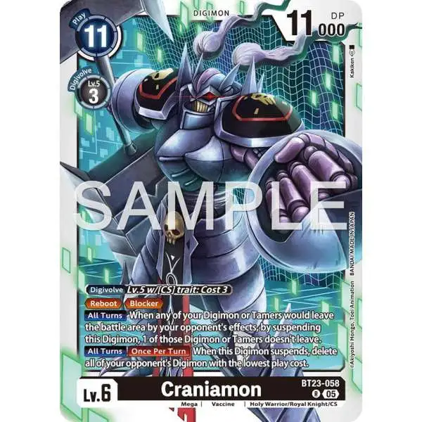 Digimon Trading Card Game Hackers' Slumber Rare Craniamon BT23-058