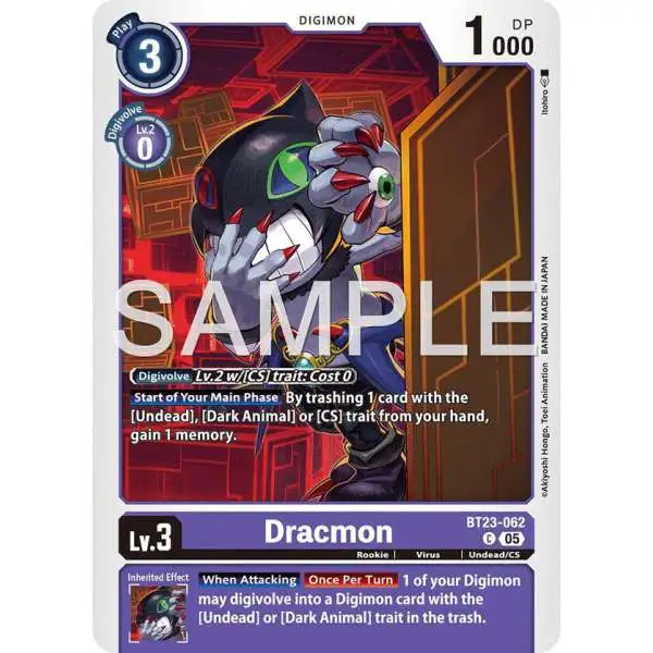 Digimon Trading Card Game Hackers' Slumber Common Dracmon BT23-062