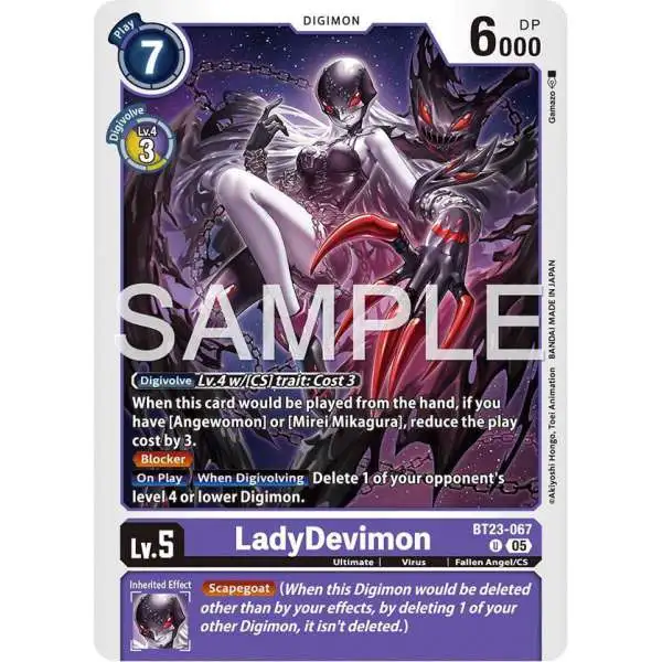 Digimon Trading Card Game Hackers' Slumber Uncommon LadyDevimon BT23-067