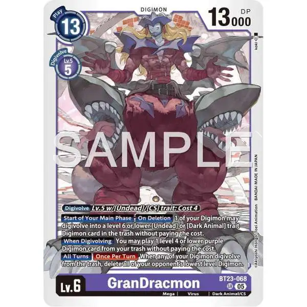 Digimon Trading Card Game Hackers' Slumber Super Rare GranDracmon BT23-068