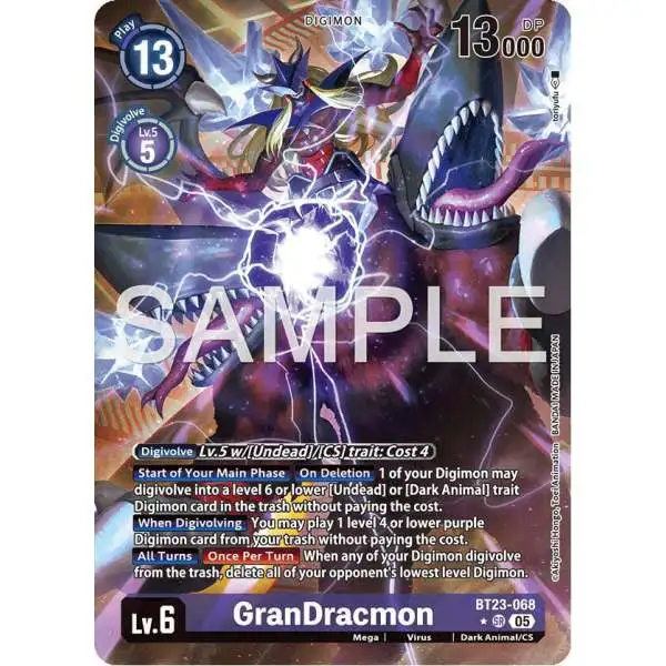 Digimon Trading Card Game Hackers' Slumber Super Rare GranDracmon BT23-068 [Alternate Art]