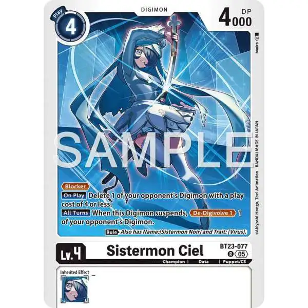 Digimon Trading Card Game Hackers' Slumber Rare Sistermon Ciel BT23-077