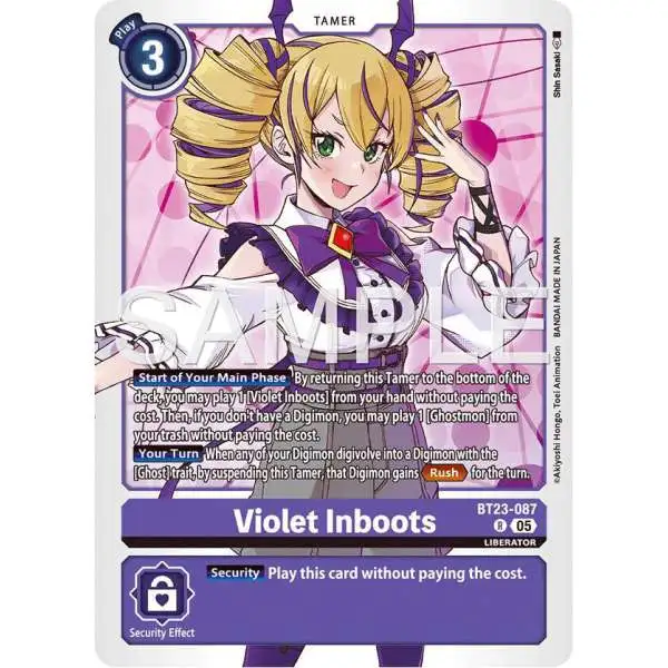 Digimon Trading Card Game Hackers' Slumber Rare Violet Inboots BT23-087