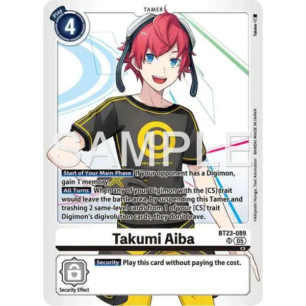 Digimon Trading Card Game Hackers' Slumber Super Rare Takumi Aiba BT23-089