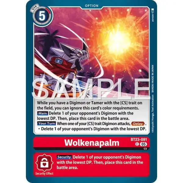 Digimon Trading Card Game Hackers' Slumber Common Wolkenapalm BT23-091