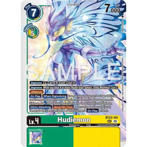 Digimon Trading Card Game Hackers' Slumber Secret Rare Hudiemon BT23-101
