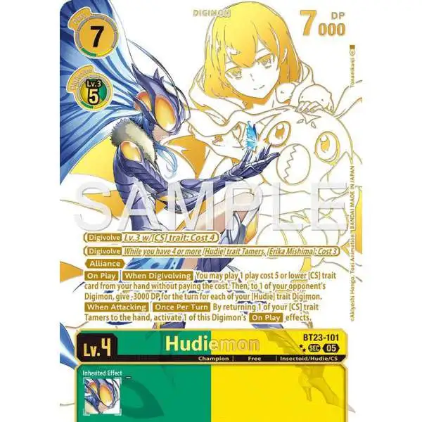 Digimon Trading Card Game Hackers' Slumber Secret Rare Hudiemon BT23-101 [Rare Pull]