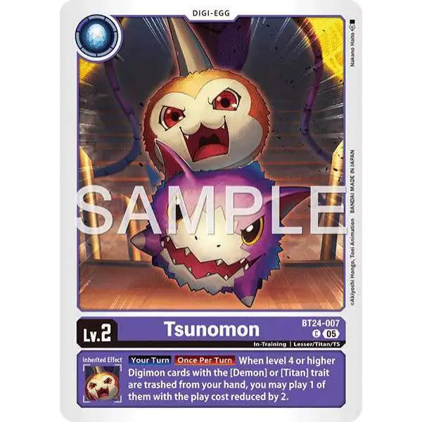 Digimon Trading Card Game Time Stranger Common Tsunomon BT24-007