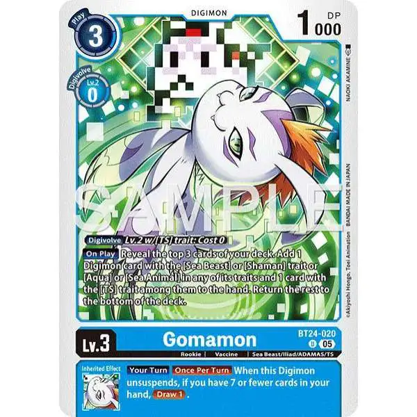Digimon Trading Card Game Time Stranger Uncommon Gomamon BT24-020