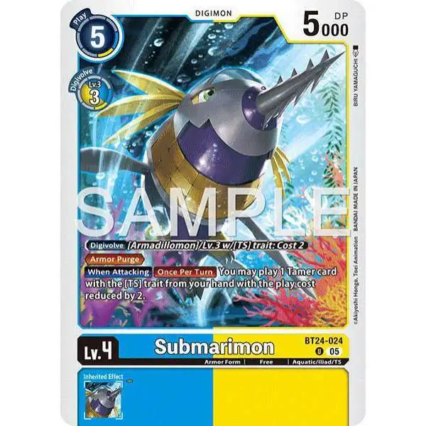 Digimon Trading Card Game Time Stranger Uncommon Submarimon BT24-024