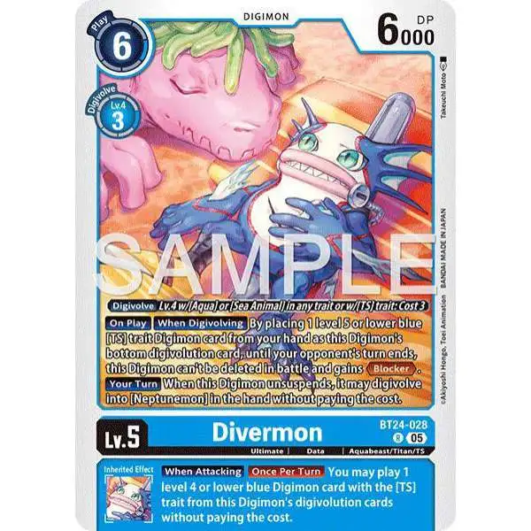 Digimon Trading Card Game Time Stranger Rare Divermon BT24-028