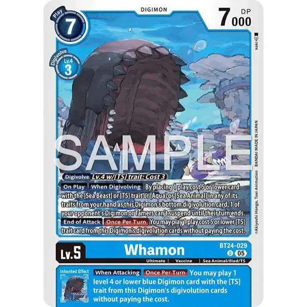 Digimon Trading Card Game Time Stranger Uncommon Whamon BT24-029
