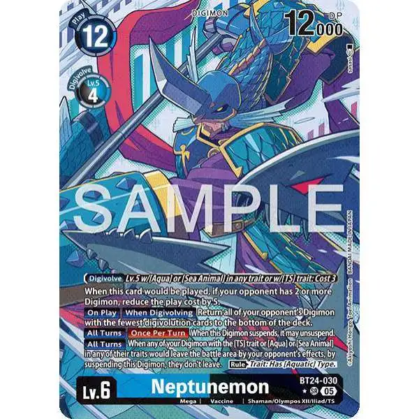 Digimon Trading Card Game Time Stranger Super Rare Neptunemon BT24-030 [Alternate Art]