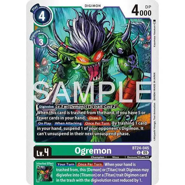 Digimon Trading Card Game Time Stranger Uncommon Ogremon BT24-045