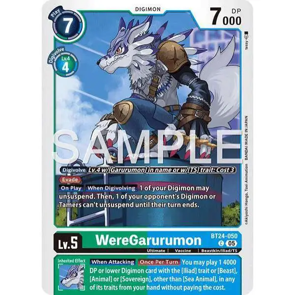 Digimon Trading Card Game Time Stranger Common WereGarurumon BT24-050