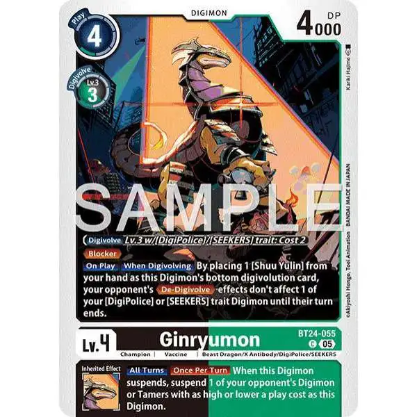 Digimon Trading Card Game Time Stranger Common Ginryumon BT24-055