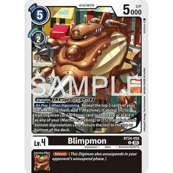 Digimon Trading Card Game Time Stranger Uncommon Blimpmon BT24-058