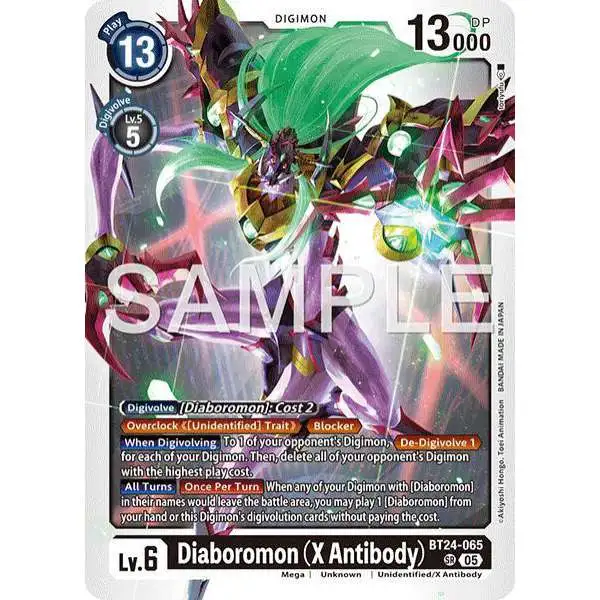 Digimon Trading Card Game Time Stranger Super Rare Diaboromon (X Antibody) BT24-065