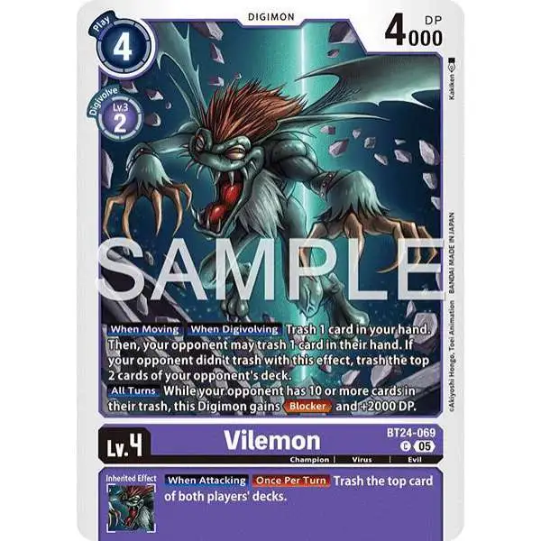 Digimon Trading Card Game Time Stranger Common Vilemon BT24-069