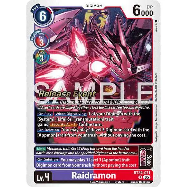 Digimon Trading Card Game Time Stranger Rare Raidramon BT24-071