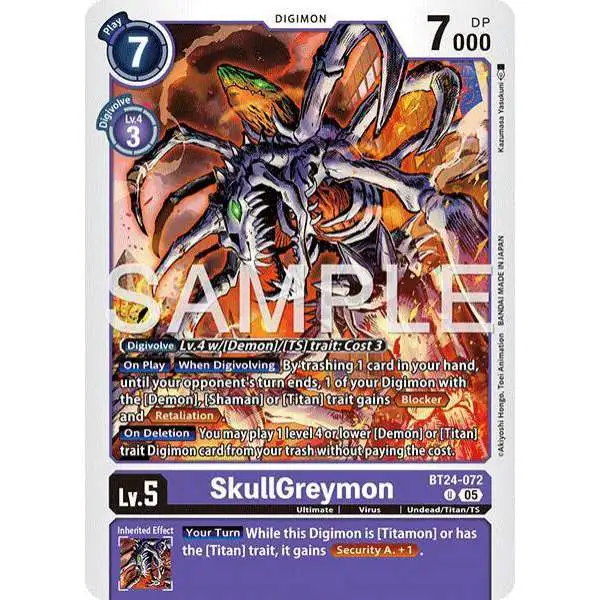 Digimon Trading Card Game Time Stranger Uncommon SkullGreymon BT24-072