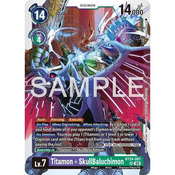 Digimon Trading Card Game Time Stranger Super Rare Titamon + SkullBaluchimon BT24-081