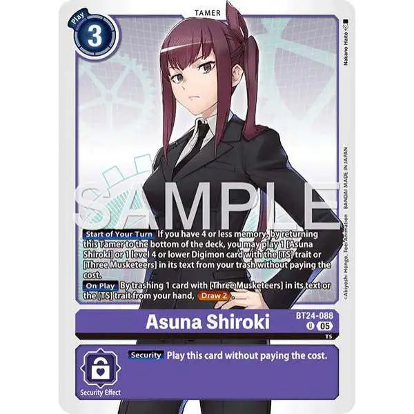 Digimon Trading Card Game Time Stranger Uncommon Asuna Shiroki BT24-088