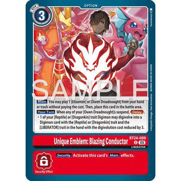 Digimon Trading Card Game Time Stranger Uncommon Unique Eblem: Blazing Conductor BT24-089